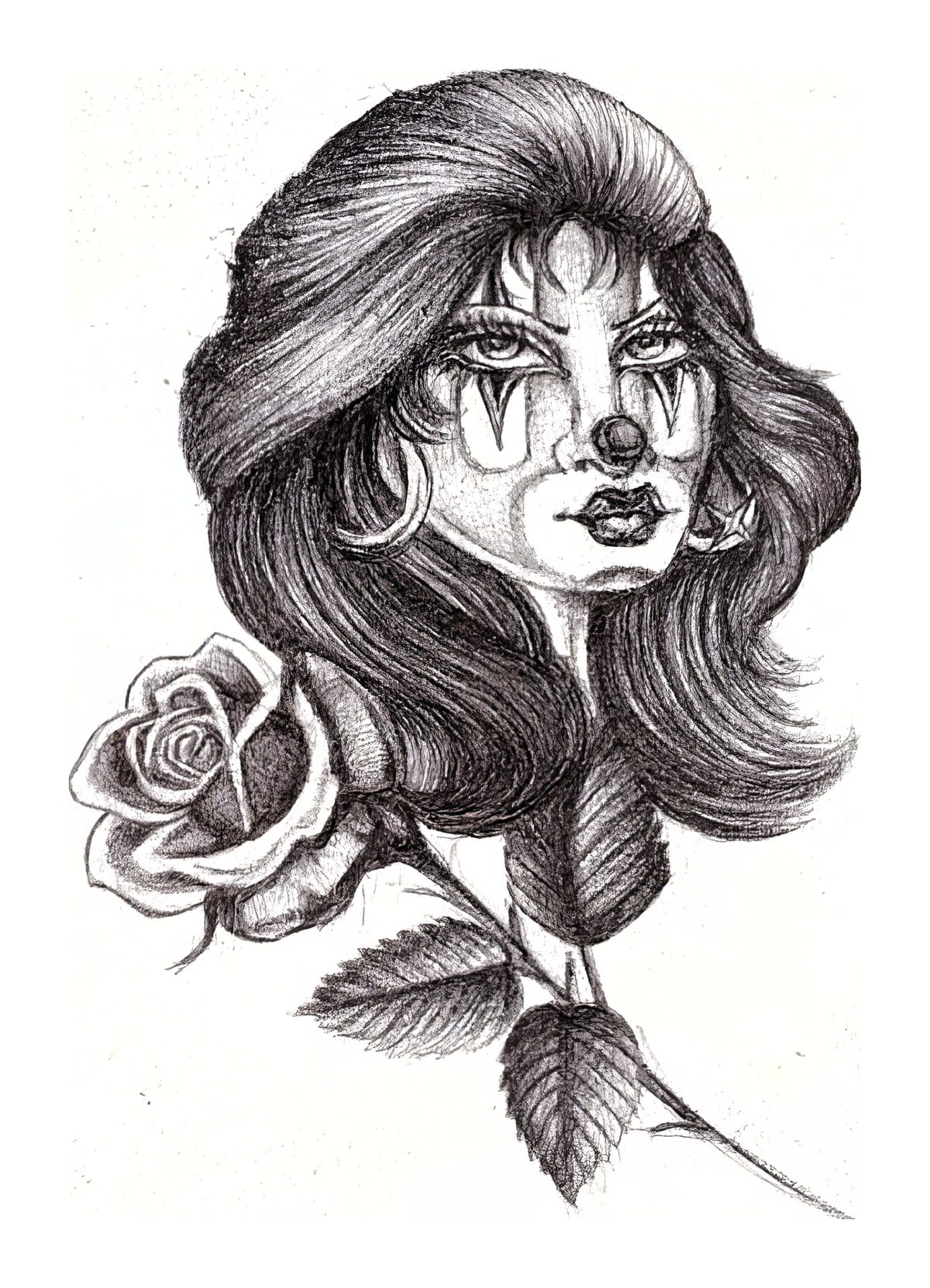 Mystical Clown Woman with Rose