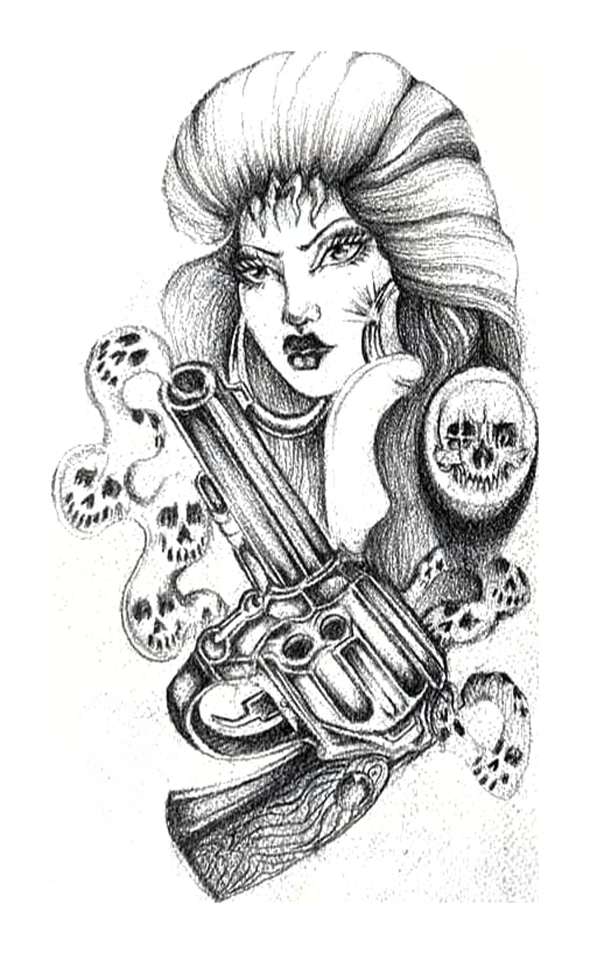 Mystical Femme Fatale with Revolver