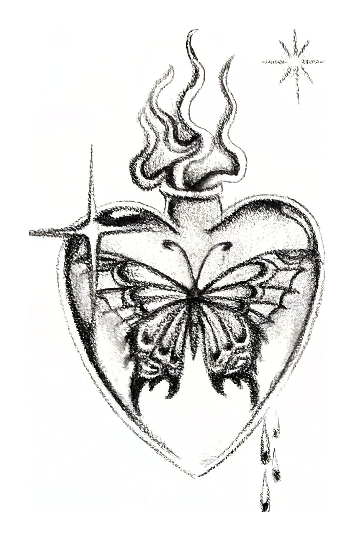 Butterfly Heart with Flames