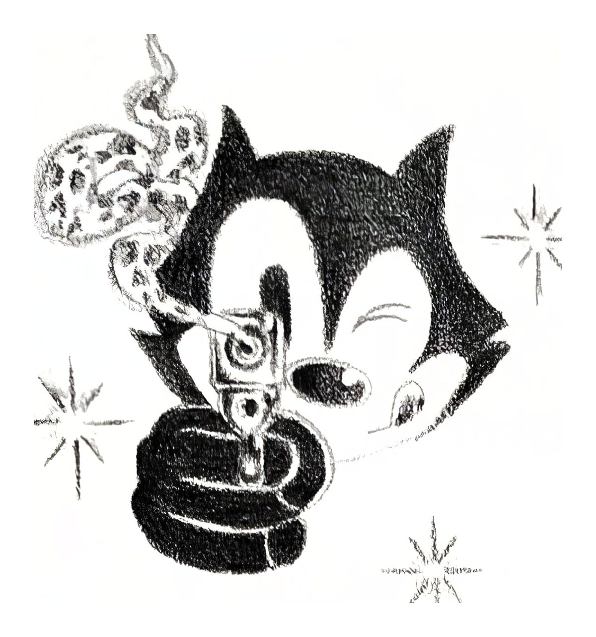 Retro Cartoon Cat with Gun