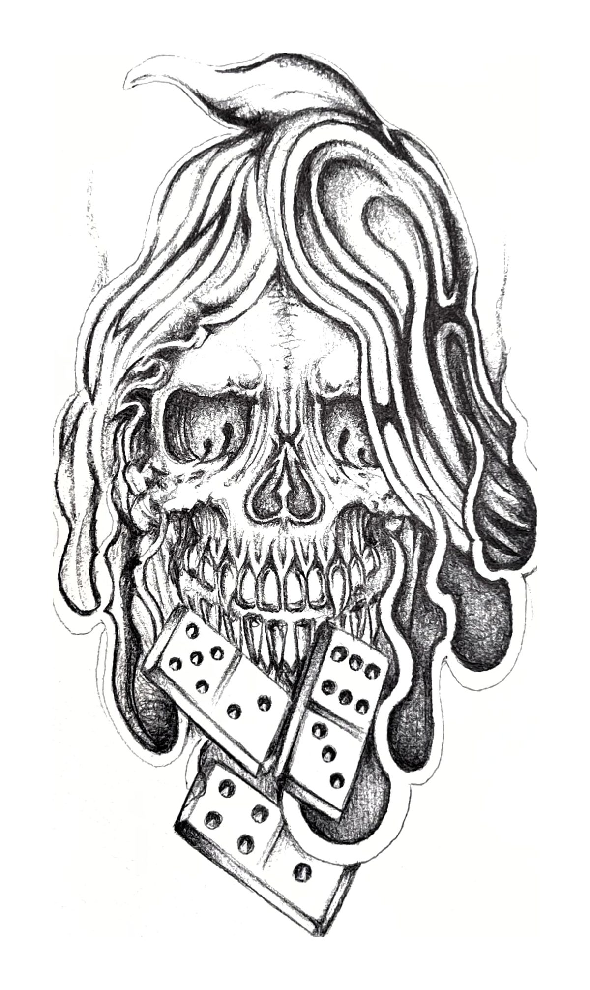 Melting Skull with Dominoes