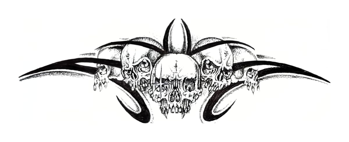 Skull and Tribal Fine Line