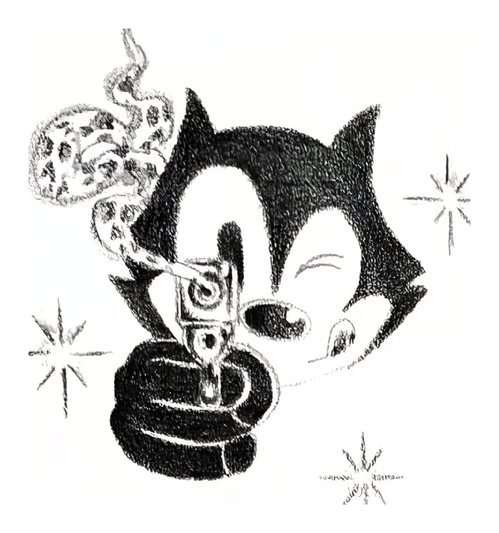 Retro Cartoon Cat with Gun