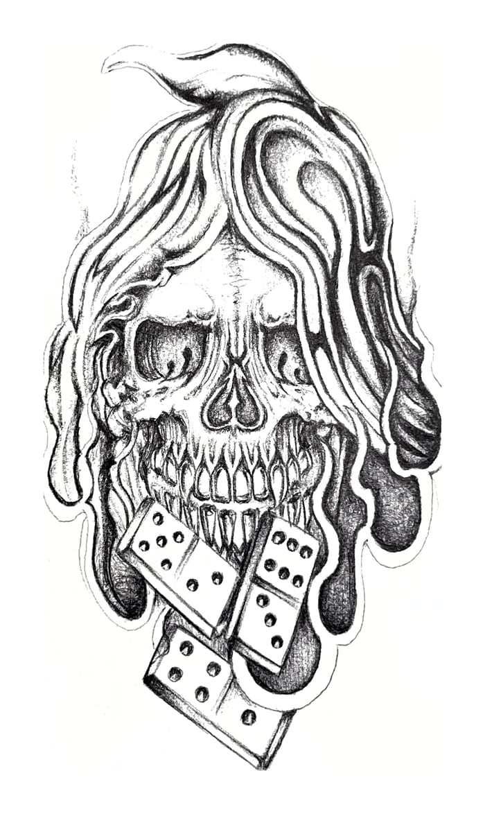 Melting Skull with Dominoes