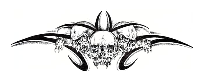 Skull and Tribal Fine Line