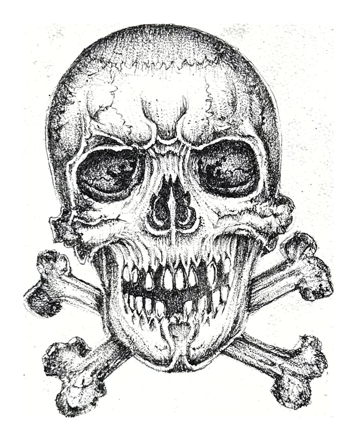 Intricate Skull and Crossbones